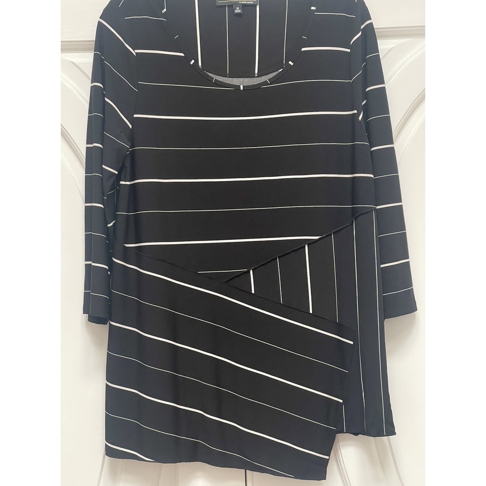 NWT‎ Luv By Habitat Clothes Size Medium Black White Tunic Asymmetrical Elegant